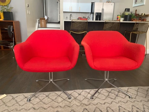 Two MCM Sturgis Upholstered Shell Chairs of Sturgis, MI Eames Style Cover