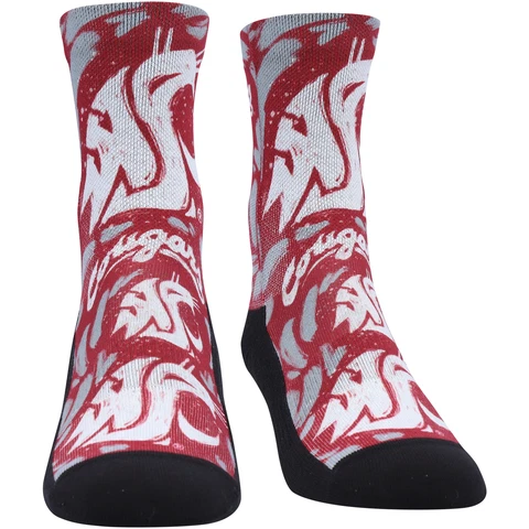 Youth Rock Em Socks Washington State Cougars Allover Logo & Paint Crew Socks Cover