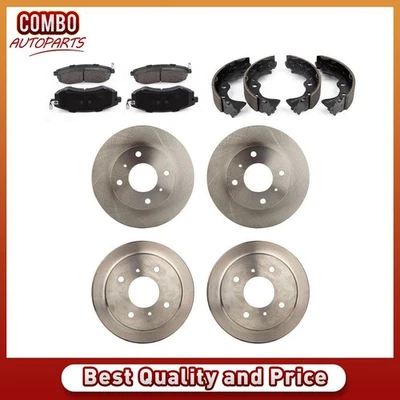 Pastilhas de freio dianteiras traseiras + kit de sapata de tambor compatível com 2001 2002 2003 2004 Nissan Sentra - Imagem 1 de 4