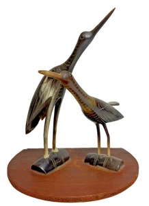 Vintage Carved Horn Heron Stork Egret Crane Water Bird Figurine Carving - Picture 1 of 7