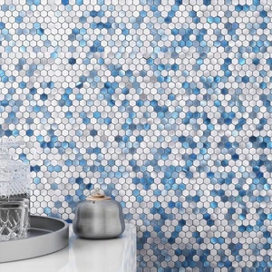 Peel and Stick Backsplash Kitchen Mosaic Tiles Penny Hexagon Small Metal Stic... - Picture 1 of 8
