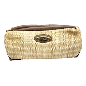 Cartera sin asas vintage Etienne Aigner de cuero topo paja 12,5x6x3" YK - Imagen 1 de 9