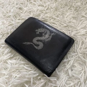 Jean Paul Gaultier Dragon Motif Folding Wallet Silver Dragon Black Solver No box - Picture 1 of 8