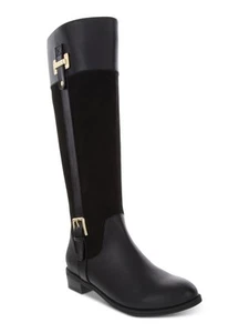 KAREN SCOTT Womens Black Two-Toned Wide Calf Toe Stacked Heel Riding Boot 5.5 - Picture 1 of 11