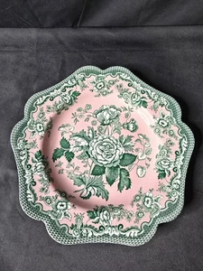 Spode Archive Collection British Flowers Rosa Pink & Green Plate 9 5/8 " - Picture 1 of 2