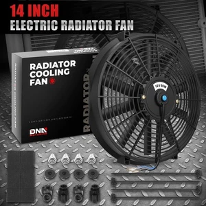UNIVERSAL SLIM 14" PULL/PUSH RADIATOR ENGINE BAY COOLING FAN+MOUNTING KIT BLACK - Picture 1 of 5