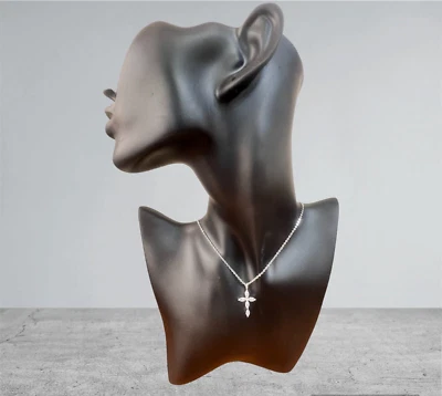 Collana e ciondolo argento 925 anallergico rodiato donna croce zirconi 4you - Immagine 1 di 2