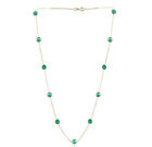 14K Yellow Gold Station Necklace With Green Onyx Gemstones By The Yard 20 Inches