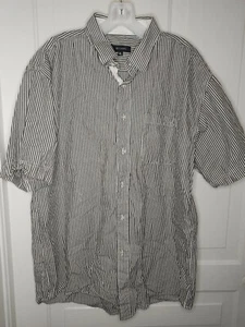 Men's Bogari Black & White Striped Button Front Short Sleeve Shirt Size XL - Picture 1 of 5