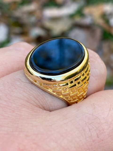 Bob Marley Style Ring Lion of Judah Men's Ring Solid 14k Gold and Onyx Lion  of Judah Ring Men's Signet Ring Black Onyx Signet Ring 