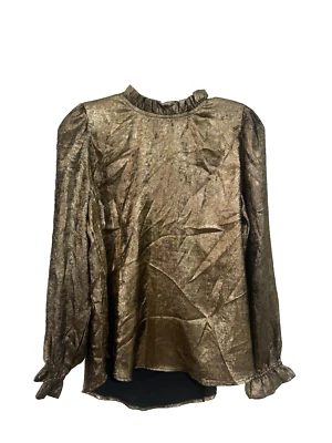 Blusa Boutique Jodifl DORADA Brillante Metálica Volantes Manga Larga Pequeña Foto 1 de 4