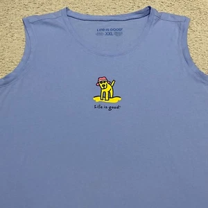 Camiseta sin mangas Life is Good 2XL para mujer manga corta azul cuello redondo playa verano perro - Imagen 1 de 8
