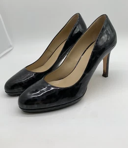 Hobbs Julietta patent leather court shoes 39 6 VGC black silver heels event - Picture 1 of 12