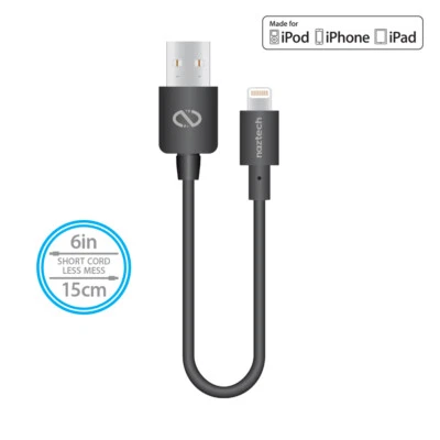 Naztech MFi Charge/Sync USB Cable 6 Inch w Charge and Sync For Your Computer - Image 1 of 3