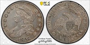 1828 Base Cuadrada 2 Pequeño 8s Letras Grandes Medio Dólar PCGS AU Detalle Borde Daño - Imagen 1 de 3