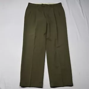 Vtg Brooks Brothers 35x30 Olive Gren Wool Old Money Pleated Mens Dress Pants - Picture 1 of 9