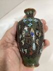 Vase cloisonne miniature ancien japonais début de la période Meiji fil de laiton 5 pouces