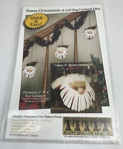 Happy Hollow Designs Santa Ornaments & Soft Rag Garland #464 ~ 6” & 4” Ornaments - Picture 1 of 3