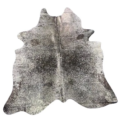 Alfombra fina de sal y pimienta de cuero de vaca oro rosa metálico lavado con ácido 7x5,5 pies Y-067 Foto 1 de 4