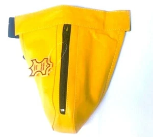 Men's Jockstrap Yellow color Genuine Leather Zipper Jocks G-String Briefs B#5 - Picture 1 of 2