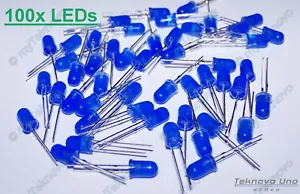 100x Colore Blu LED BAGNATO Stile Rotondo Diffuso 5mm 2,6 - 3,0 V 15mA - USA - Foto 1 di 10