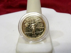 24KT GOLD PLATED US STATE QUARTER UNCIRCULATED MORGAN MINT CAPSULE PENNSYLVANIA - Picture 1 of 6