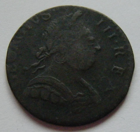 George III, colonial, non-regal or evasion halfpenny 1775, 'Swollen Jowl' family Cover