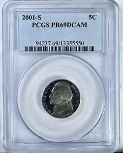 2001-S Jefferson NICKEL PCGS PR69 DCAM Proof Coin 94237 - Picture 1 of 2