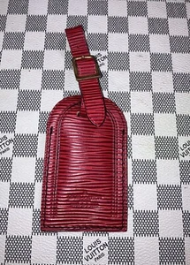 Louis Vuitton Large Red W/ Gold Hardware Epi Leather name tag. - Picture 1 of 9