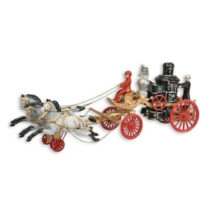 9932235-D Figure Cast Iron Rustic Fire Brigade Horse Cart 20X18X55Cm - Picture 1 of 1