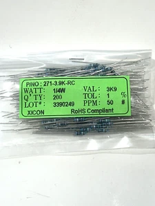 1/4 W 1 % Toleranz Metallfilm-Widerstände 3,9 k Ohm, RoHS-konform (200ea) - Bild 1 von 4