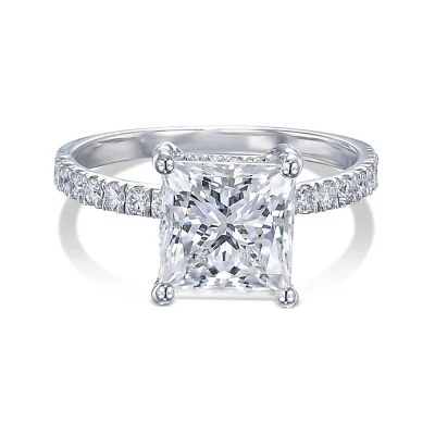 IGI Certified Diamond Ring VVS2 E Princess 2.20 Carat Lab-created Sparkling - Image 1 of 4