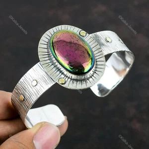 Bangle Adjustable 925 Silver Natural Rainbow Mystic Fire Labradorite - Picture 1 of 6