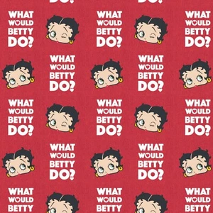 Tela de algodón rojo BTHY Betty Boop What Would Betty Do por media yarda 45100409 - Imagen 1 de 1