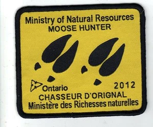2012 ONTARIO MNR MOOSE HUNTER PATCH-MICHIGAN DNR DEER-BEAR-ELK-CREST-BADGE-FISH - Picture 1 of 1