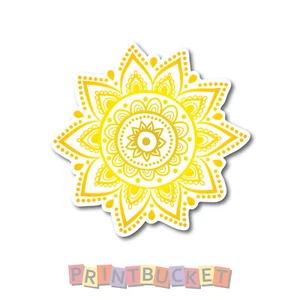 Chakra Manipura (Navel) Mandala sticker 100mm quality water & fade proof vinyl - Picture 1 of 1