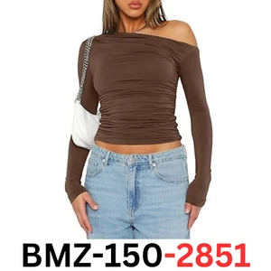 Darong Women's Casual Basic Going Out Crop Tops Slim Fit Long Sleeve T-Shirt, L - Picture 1 of 5