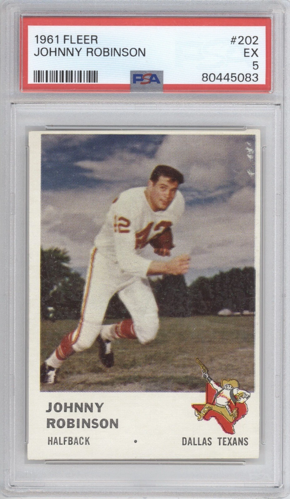 JOHNNY ROBINSON PSA 5 1961 FLEER FOOTBALL #202 DALLAS TEXANS 5083