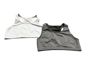 New Balance Girls Sports Bra, Set Of 2, Size 16, Gray and White - Picture 1 of 10