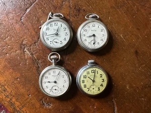 3 Vtg Antique Pocketwatches Westclox Scotty Bull's Eye Ingersole Yankee Railroad - Picture 1 of 14