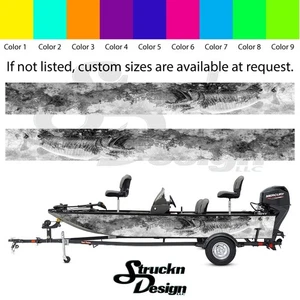 Boat Wrap Gray Fierce Musky Realistic Vinyl Graphic Decal Kit Fish Fishing Black - Picture 1 of 1