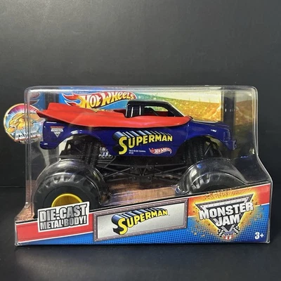 Новый в коробке 1:24 Hot Wheels MONSTER JAM Супермен литой металлический корпус * редкая * 2012 - Изображение 1 из 4