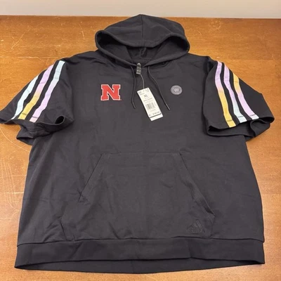 Nebraska Cornhuskers Sudadera con Capucha Para Hombres XL Negro Pullover Polar Rayas Adidas Foto 1 de 4