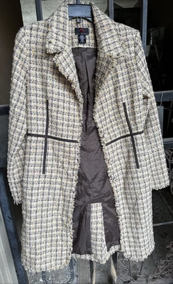 Blazer Abrigo Chaqueta Preppy Swiftie Para Mujer VERDADERO SIGNIFICADO Tweed Plumero Talla 6 Foto 1 de 4