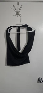 Wilfred Women Black Halter Top Back Tie XS Minimalist Preppy Festive  - Picture 1 of 8