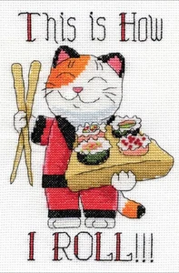 Cross Stitch Kit ~ Design Works This Is How I Roll Sushi Chef Cat #DW2954 - Picture 1 of 3