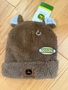 JOHN DEERE Brown Fleece Hat Beanie TODDLER SIZE With Ears NEW WITH TAGS - Picture 1 of 2