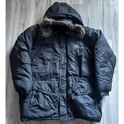 VNTG FUBU Circa 92 Men’s Black Downed Y2K Puffer Jacket w/ Fur Trim Hood Sz 4X - Image 1 of 4