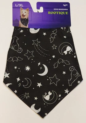 Bootique Negro Halloween Perro Bandana L/XL Murciélagos, Lobos, Lunas, Estrellas Foto 1 de 4