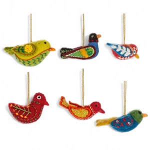 Wool Felt Embroidered Bird Ornament | 6 Styles - Picture 1 of 9